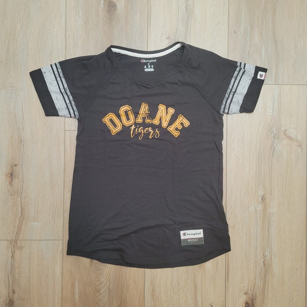 Champion Originals Doane Tigers T-Shirt Womens Small (Fits XS) V-Neck Football